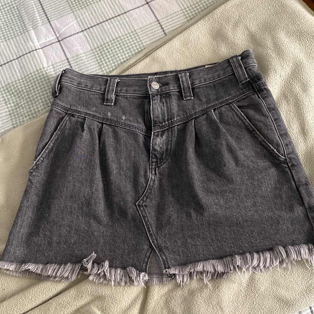 We The Free distressed black jean skirt